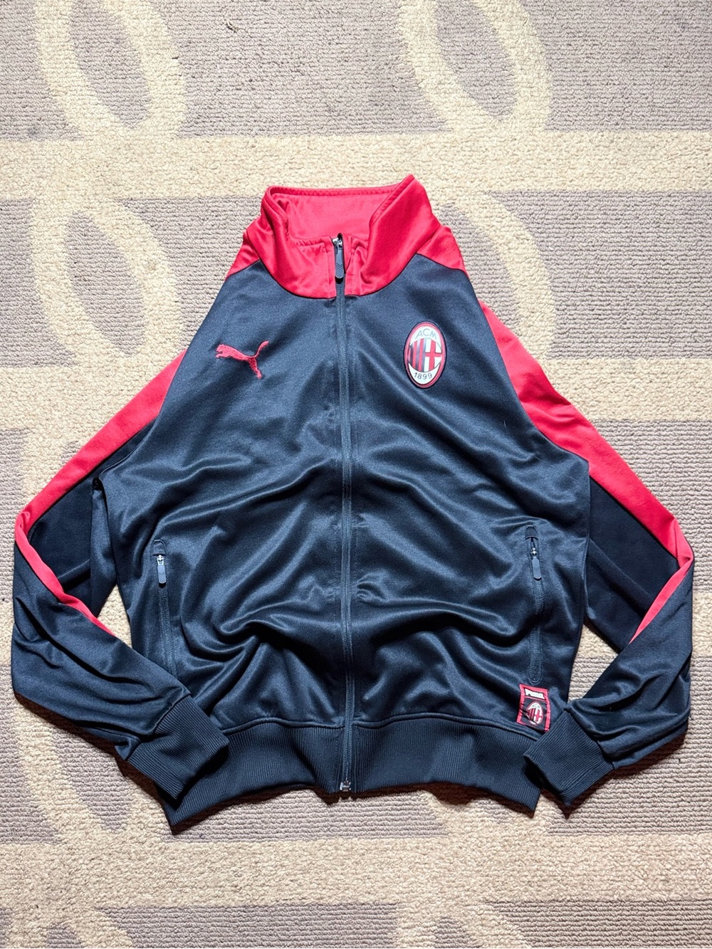 PUMA AC Milan Full Zip Track Jacket Men’s Medium Black Red Soccer Football
